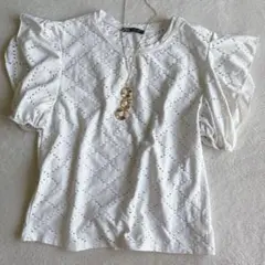 ZARA ザラ◇パフスリーブトップス レース編み フリル ガーリー Tシャツ S