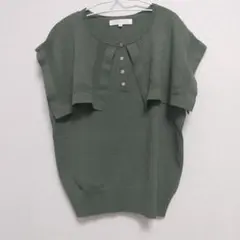 新品 grove オリーブグリーン 半袖ニット Mサイズ