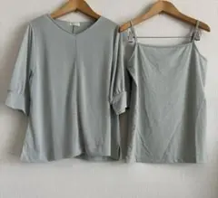 any SiS　エニィスィス　カットソー　薄緑　インナーキャミソール付　Mサイズ