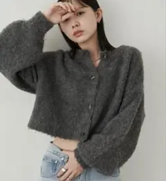 Aunt Marie's 前後 2 WAYミックスブークレニットカーディガン