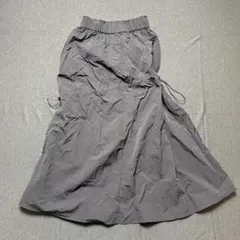1098 Nylon Drawstring Long Skirt Black M