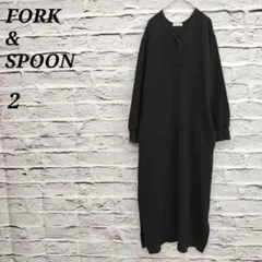 R3444/フォークアンドスプーン【2】リブカットソーロングワンピース ブラック