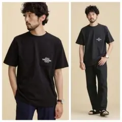 新品 nano・universeナノユニバース刺繍ポケットクルーネックTシャツM