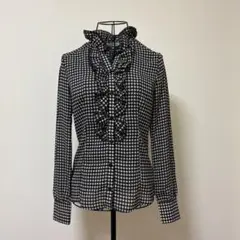 【美品】NARACAMICIE ナラカミーチェ 千鳥格子 フリル ブラウス