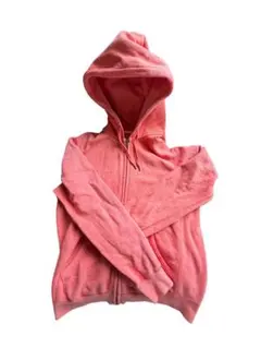ユニクロ　ピンク フード付きジップアップパーカー