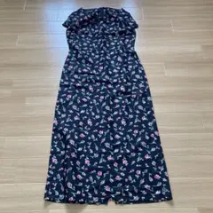 ローラアシュレイ ロングワンピース 花柄 リボン 薔薇