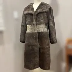 リアルファー ロングコート シェアード加工 ダークブラウン ベルベット 