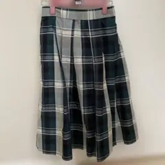 チェック柄 プリーツスカート グリーン系