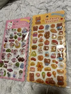 3Dファンシーステッカー 2シートセット ぷくぷくシール ボンボンドロップシール