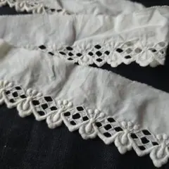 フランス アンティーク 手刺繍ホワイトワーク スカラップトリム[sa994