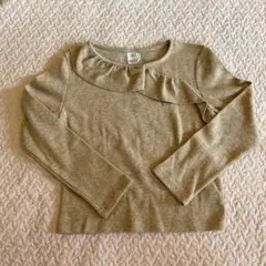 ZARA フリル付き長袖カットソー 11-12歳 ベージュ