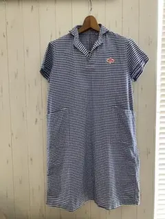 美品　ダントン　36 ワンピース　レディース　ブルー　チェック　半袖