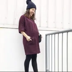 ミクルティ　ベージュワンピース　マタニティのサムネイル