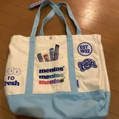 mentos トートバッグ ホワイト ブルー