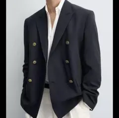 新品未使用！ZARA ダブルブレストブレザー　紺　ネイビー　紺ブレ　ジャケット