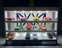 1/64展示32台可・ブラック＆ミラー・4層式ディスプレーBOX /ネオ