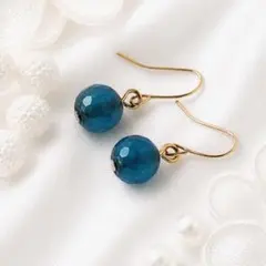 #062 天然石アゲートの一粒ピアス　金属アレルギー対応　イヤカフ変更可能
