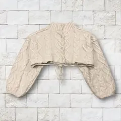 Kastane ニットカーディガン 短丈ボリューム袖 白 Y2K 韓国モード