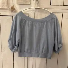 archives ライトブルー オフショルダー スウェット クロップド