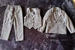 キッズ スーツセット 90cm グレー系チェック