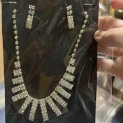 ラインストーン ネックレス ピアス セット