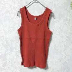 【ユニクロ】タンクトップ/リブ/コットン/M/オレンジ