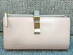 LANVIN en Bleu ピンク×グレー 長財布　本革17.5×9cm