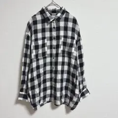 レプシィム チェックシャツ 長袖 シンプル　カジュアル　モノトーン　ポケット付き
