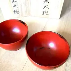 本物保証】日本工芸会正会員 工藤隆志 作 根来大椀 二客セット 共箱
