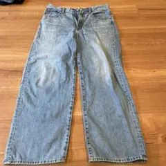 ライトブルーデニムワイドレッグパンツ