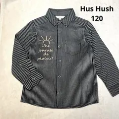 新品】Hus Hush 長袖シャツ　ストライプ　120 男の子　カットソー　刺繍