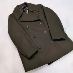 超美品 ユニクロ +J ウールブレンドオーバーサイズピーコート ブラウン L