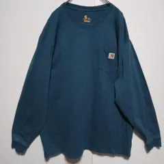 カーハート ロンT Tシャツ 長袖Tシャツ 2XL 青系　ブルー系　C509