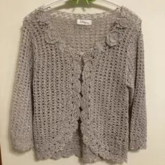 Polpoa ポルポア　ボレロ風カーディガン　エレガント　手編風　M〜 L