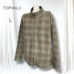 極美品 トップバリュ チェック柄フリースジャケット L ふんわり極暖　フルジップ