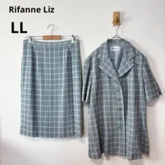 美品 東京ソワール 15号 セットアップ 半袖ジャケット スカート　チェック柄