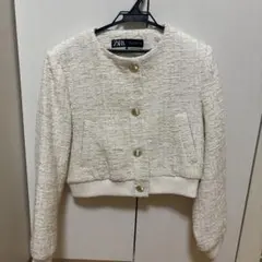ZARA ホワイト ツイードジャケット