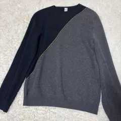 美品　ベルルッティ　ウールニットL　バイカラー　黒×灰　カシミヤ混　イタリア製 ベルルッティ BERLUTI Berluti ニット R25KRL193－001 スクリット