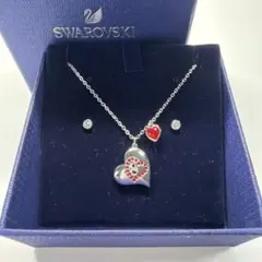 美品 SWAROVSKI スワロフスキー ハート ネックレス ピアス セット
