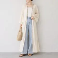 moussy シアーロングブラウス フレアスリーブ リゾート 生成り Fのサムネイル
