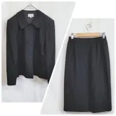 ソシア▶ 礼服スカートセットアップ　サイズ9　黒　シルク100%　フォーマル