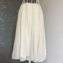 フレアスカート(シフォン・リボン付き)Ｌサイズ　10枚ハギ・ミディ丈　匿名発送