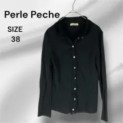 ペルルペッシュ Perle Peche 黒 長袖シャツ サイズ38のサムネイル