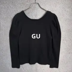 GU ジーユー リブ2WAYボリュームスリーブT ブラック 黒 Lサイズ