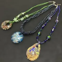 ヴィンテージ ネックレス 3点セットベネチアンガラス風 ミルフィオリまとめ売り⁠