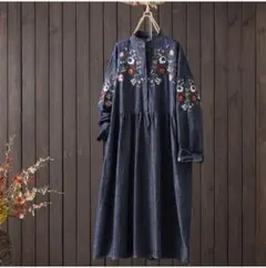 デニムワワンピースチュニック刺繍