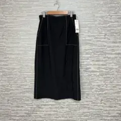 ベルメゾン　ホワイトステッチ入り黒タイトスカート　M新品タグ付き
