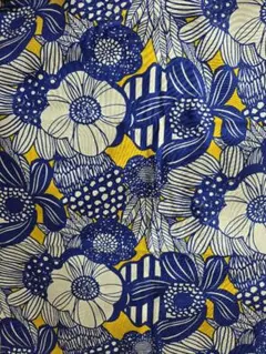 コットンこばやしの「う早この布」綿麻生地 108×100(ブルー花)