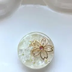 レジン　ヘアゴム 桜と紫陽花　ホワイト◡̈♥︎