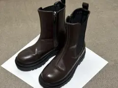 VIVIAN ラウンドトゥ厚底サイドゴアブーツ ダークブラウン Sサイズ